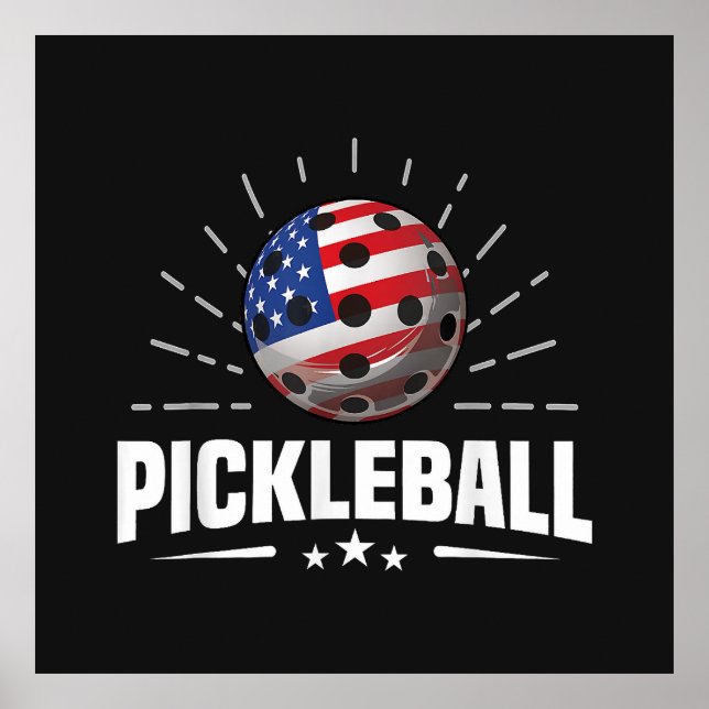 US American Flag Pickleball Player Poster (Front)