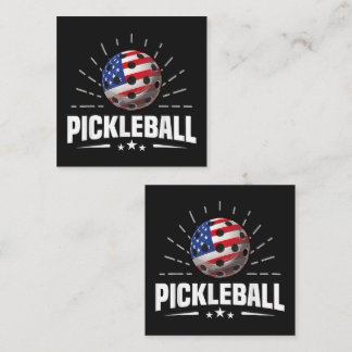 US American Flag Pickleball Player Square Business Card