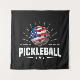 US American Flag Pickleball Player Tapestry