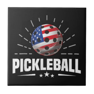 US American Flag Pickleball Player Tile