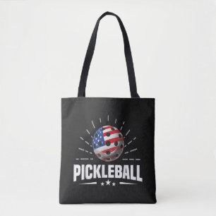 US American Flag Pickleball Player Tote Bag