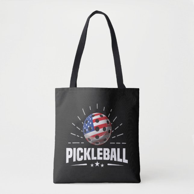 US American Flag Pickleball Player Tote Bag (Front)