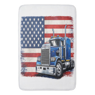 US American Flag Semi Truck Driver Bath Mat