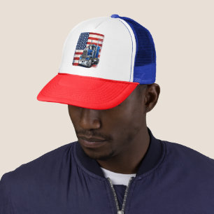 US American Flag Semi Truck Driver Trucker Hat