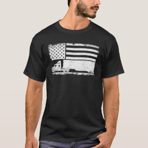 Us American Flag Semi Truckers Driver 18 Wheeler P T-Shirt