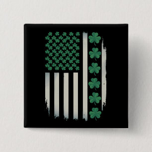 US American Flag Shamrocks St Patricks Day America 15 Cm Square Badge