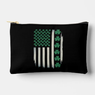 US American Flag Shamrocks St Patricks Day America Accessory Pouch