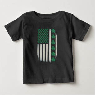 US American Flag Shamrocks St Patricks Day America Baby T-Shirt