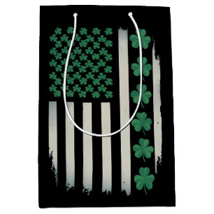 US American Flag Shamrocks St Patricks Day America Medium Gift Bag