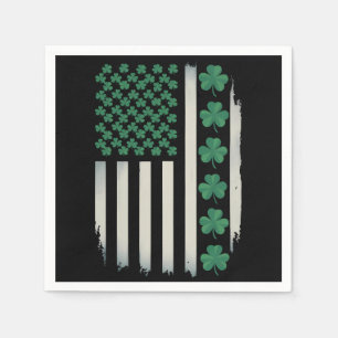 US American Flag Shamrocks St Patricks Day America Napkin