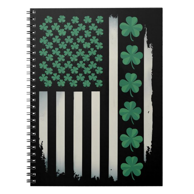 US American Flag Shamrocks St Patricks Day America Notebook (Front)