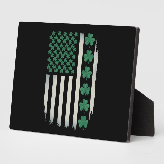 US American Flag Shamrocks St Patricks Day America Plaque (Side)