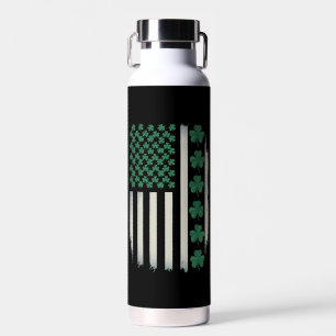 US American Flag Shamrocks St Patricks Day America Water Bottle
