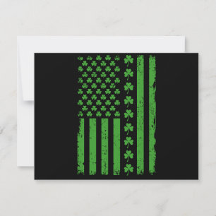 US American Flag Shamrocks St Patricks day Holiday Card