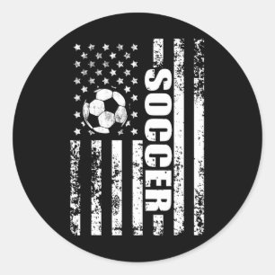 Us American Flag Soccer Patriotic Soccer Classic Round Sticker