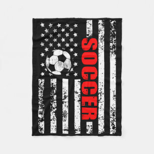 Us American Flag Soccer Patriotic Soccer Women Gir Fleece Blanket