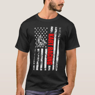 US American Flag Sports Patriotic Go Kart Racing T-Shirt