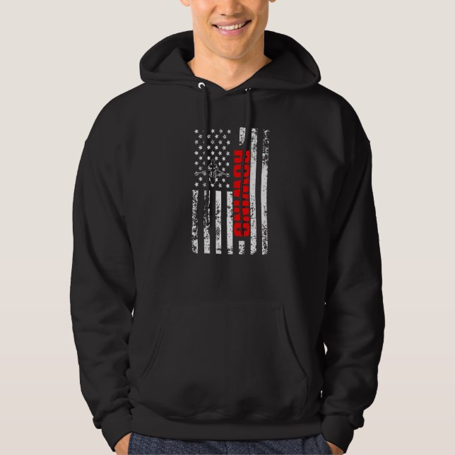 US American Flag Sports Patriotic Rowing Premium Hoodie (Front)