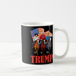 Us American Flag Team Trump Cowboy Riding Horses W Coffee Mug