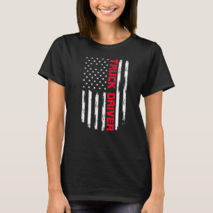 Us American Flag Truck Driver 18 Wheeler Trucker T-Shirt