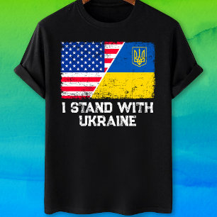 US American flag Ukraine Ukrainian  I stand with T-Shirt
