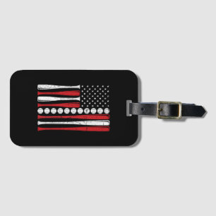 US American Flag Vintage Baseball Flag 4th Of July Luggage Tag