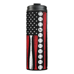US American Flag Vintage Baseball Flag 4th Of July Thermal Tumbler