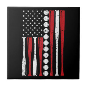 US American Flag Vintage Baseball Flag 4th Of July Tile