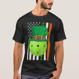US American Flag Vintage Irish Pickleball St Patri T-Shirt