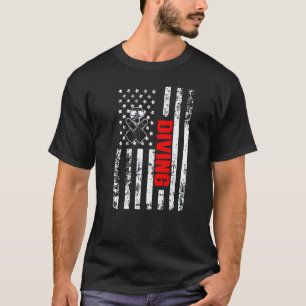 US American Flag Water Sports Patriotic Scuba Divi T-Shirt