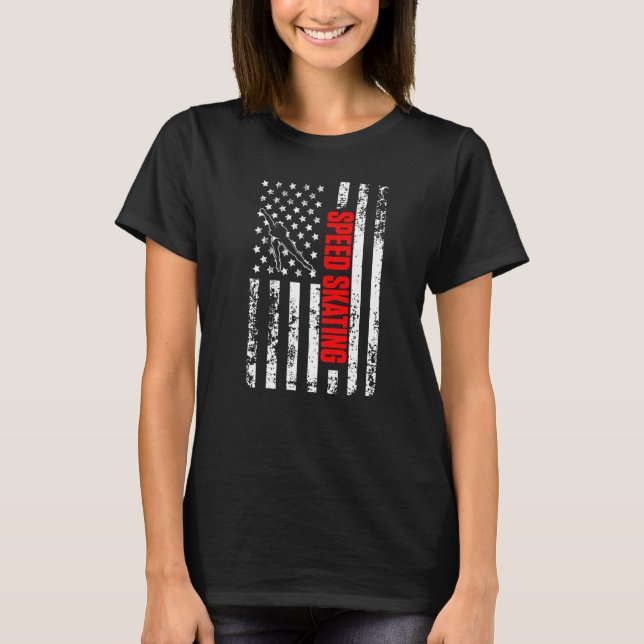 US American Flag Winter Sports Patriotic Speed Ska T-Shirt (Front)