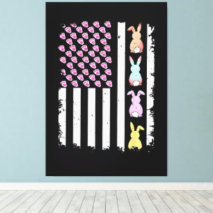 US American Flag with Bunny for Easter Day Canvas Print