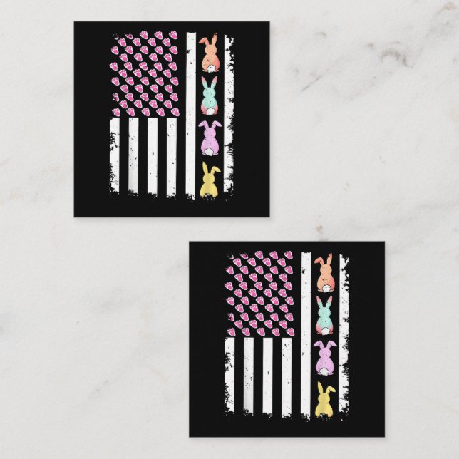 US American Flag with Bunny for Easter Day Card (Front/Back)