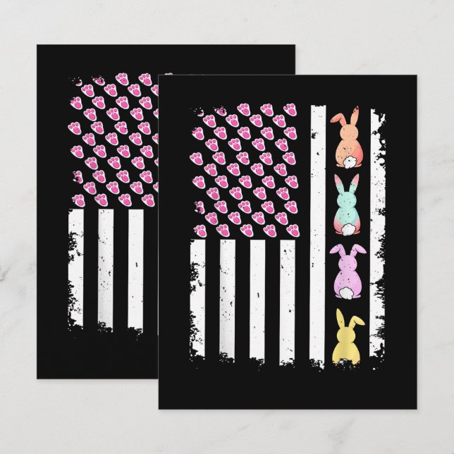 US American Flag with Bunny for Easter Day Card (Front/Back)