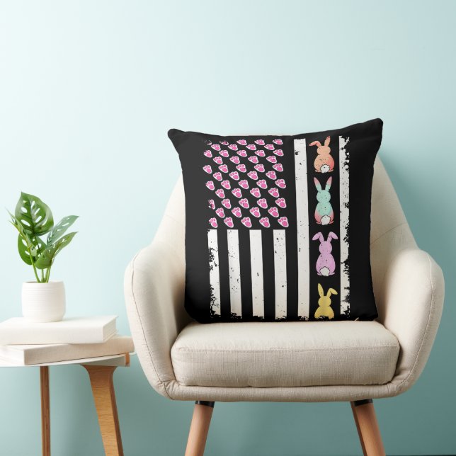 US American Flag with Bunny for Easter Day Cushion (Chair)