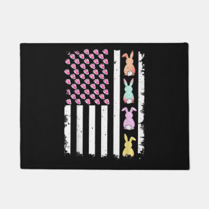 US American Flag with Bunny for Easter Day Doormat