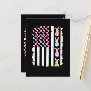 US American Flag with Bunny for Easter Day Holiday Postcard