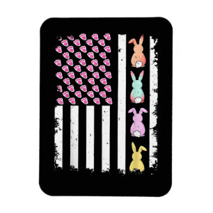 US American Flag with Bunny for Easter Day Magnet