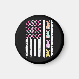 US American Flag with Bunny for Easter Day Magnet