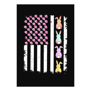 US American Flag with Bunny for Easter Day Photo Print