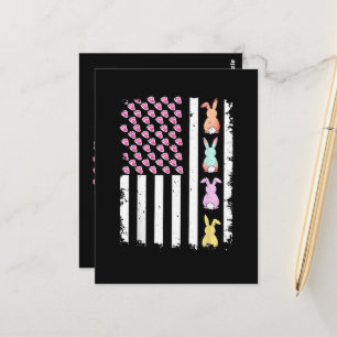 US American Flag with Bunny for Easter Day Postcard