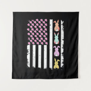 US American Flag with Bunny for Easter Day Tapestry