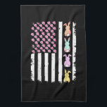 US American Flag with Bunny for Easter Day Tea Towel<br><div class="desc">US American Flag with Bunny for Easter Day</div>
