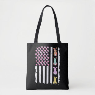 US American Flag with Bunny for Easter Day Tote Bag