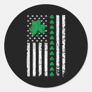 Us american flag with shamrocks for st patricks da classic round sticker