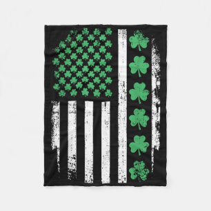 Us American Flag With Shamrocks For St Patricks Da Fleece Blanket