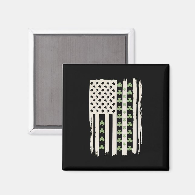 US American Flag With Shamrocks for St Patricks  Magnet (Front/Back)