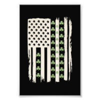 US American Flag With Shamrocks for St Patricks 