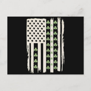 US American Flag With Shamrocks for St Patricks Postcard