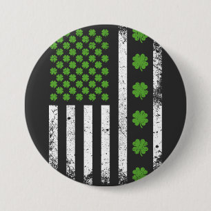 US American flag with shamrocks Round 7.5 Cm Round Badge